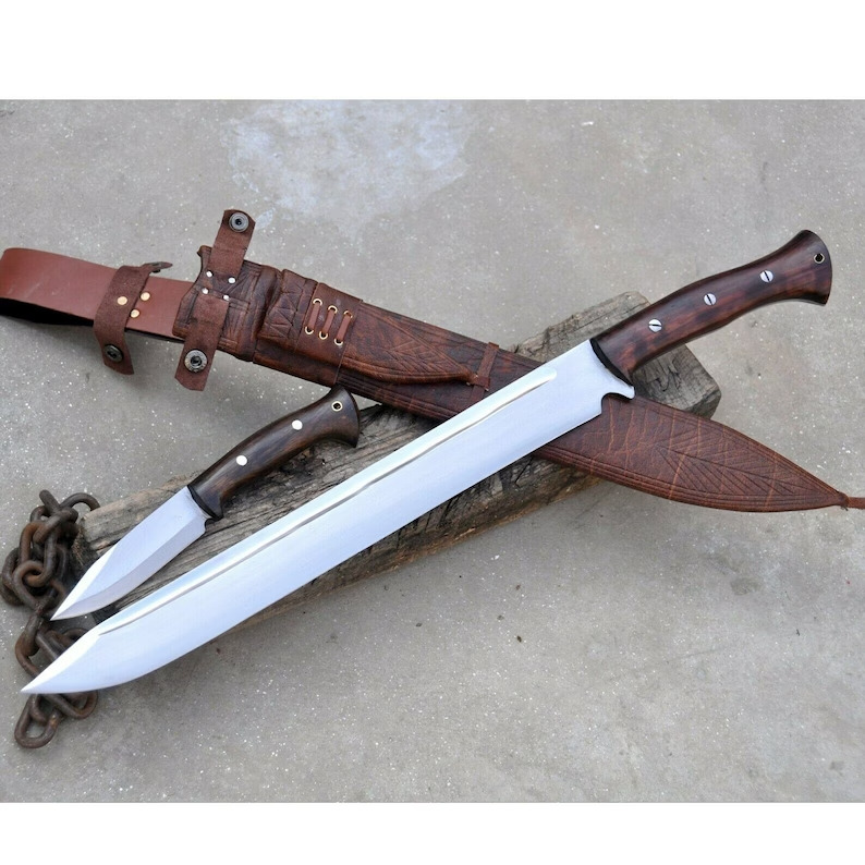 Handmade Carbon Steel 25inch Sword and knife Set with Leather Sheath