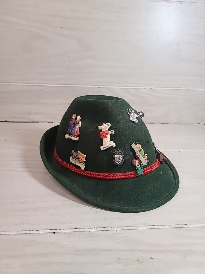 Vintage Bavarian Octoberfest Alpine German Tyrolean Hat w/ 9 Pins Sz 50