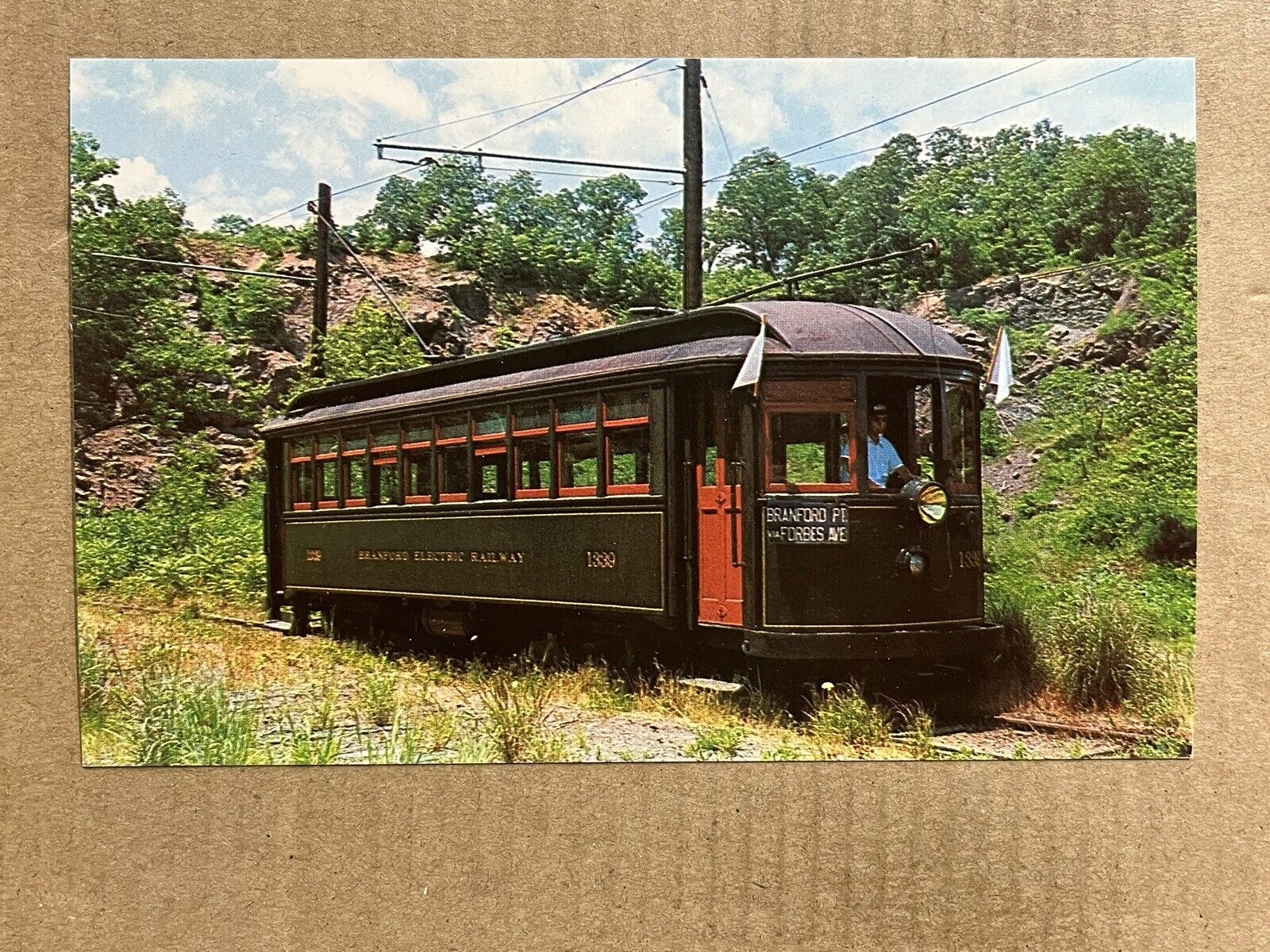 Postcard East Haven CT Branford Trolley Museum 1339 Short Beach Vintage Railway