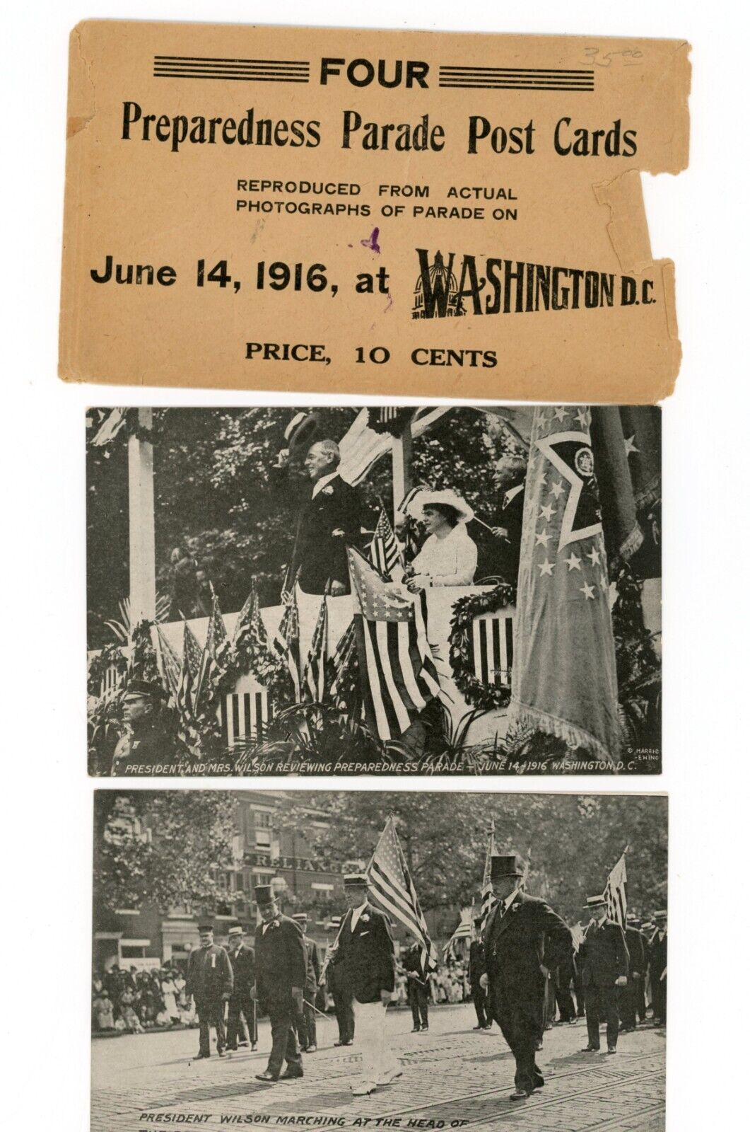 12 Card Woodrow Wilson 1916 Preparedness Parade Postcard Set Washington, DC