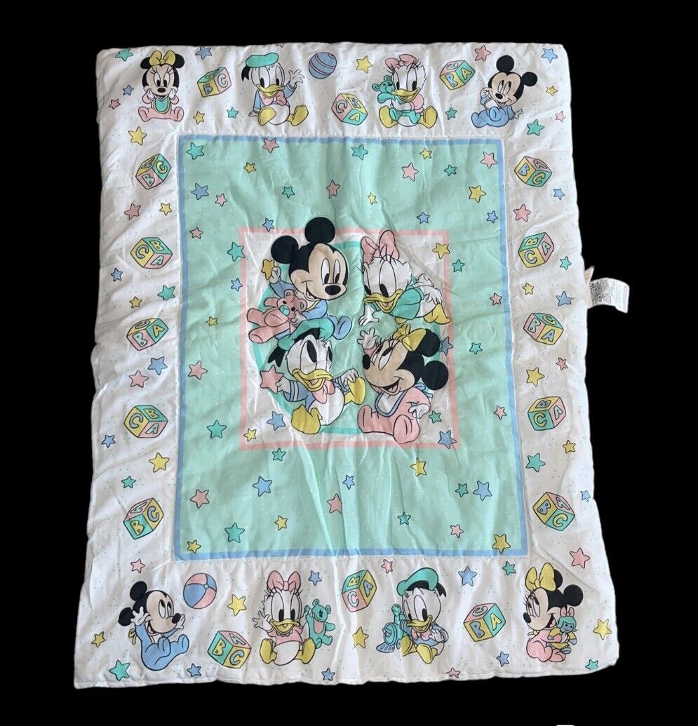 Vintage Dundee Disney Baby Mickey Minnie Daisy Don ABC Crib Comforter Blanket