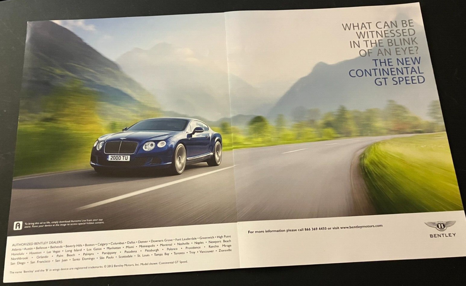 Blue 2013 Bentley Continental GT Speed - Original Color Print Ad Wall Art - MINT
