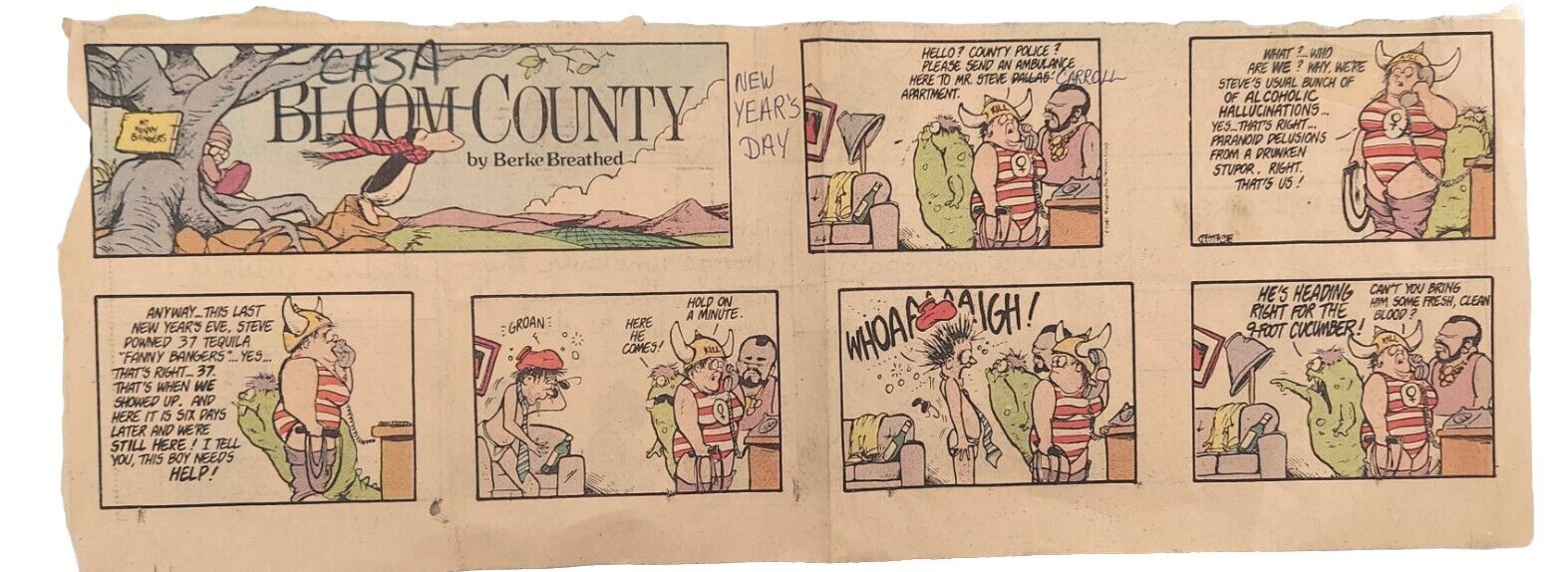 Classic Vintage Bloom County Comic Strip Suitable For Framing 