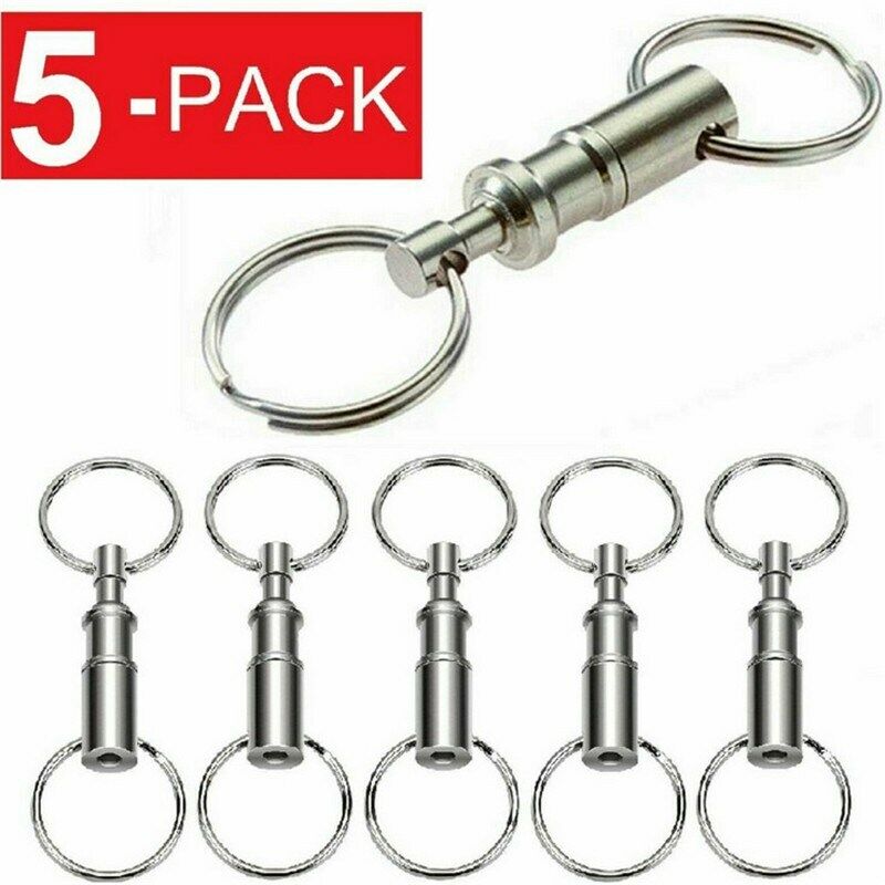 5 Pack Detachable Pull Apart Quick Release Keychain Key Rings  US