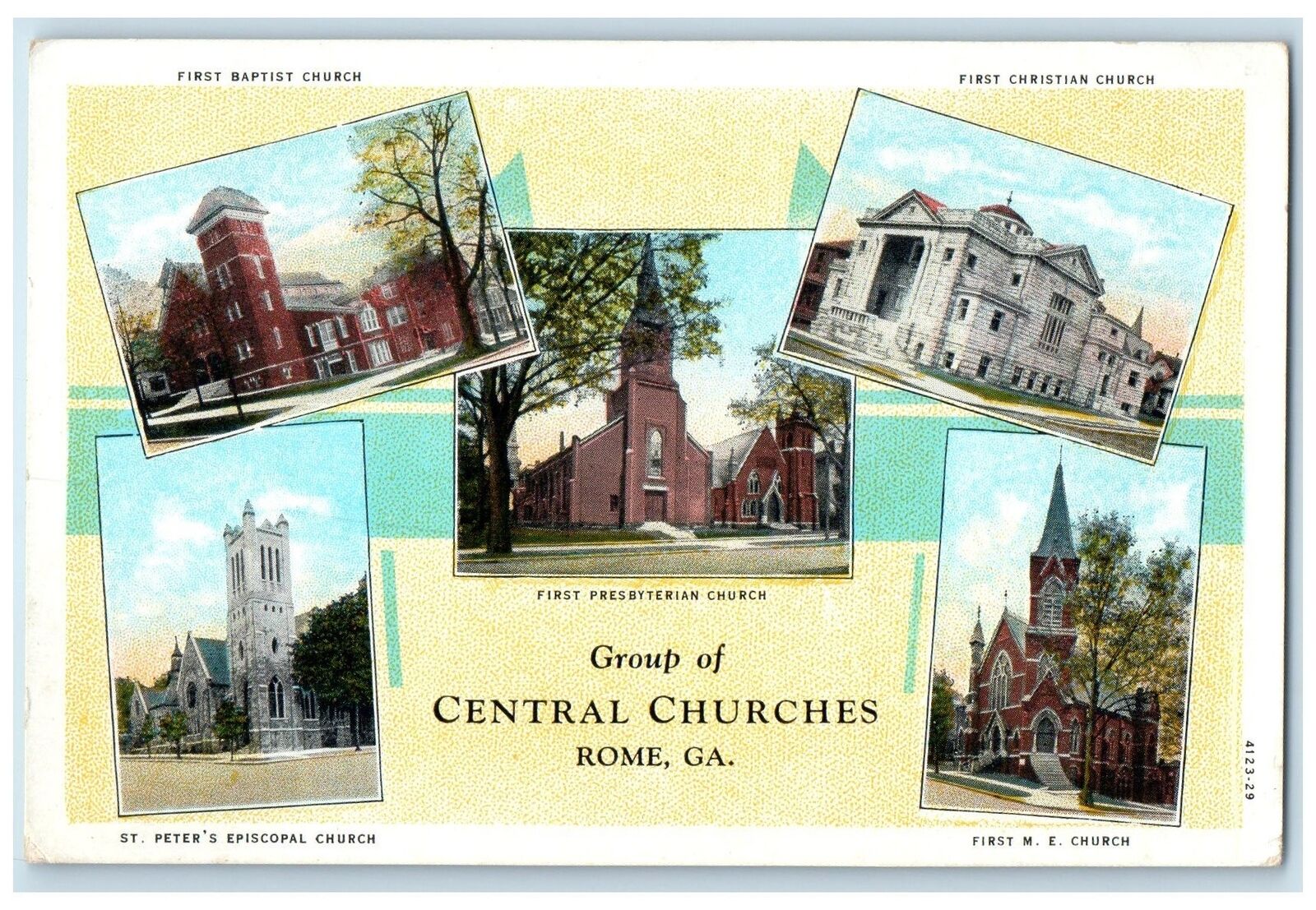 c1920\'s Group Of Central Churches Buildings & Towers Rome Georgia GA Postcard