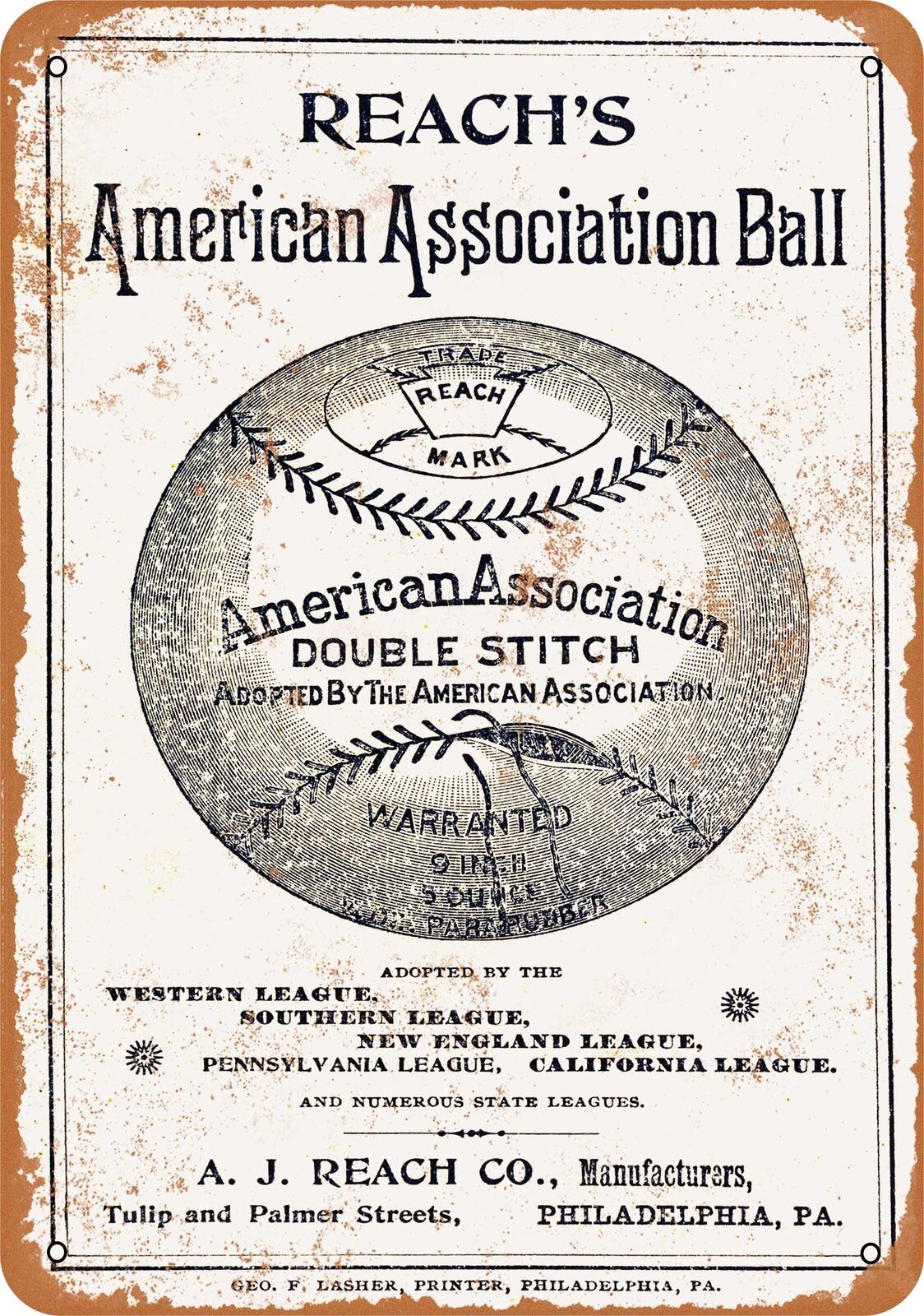 Metal Sign - 1890 Reach\'s Base Ball Guide -- Vintage Look