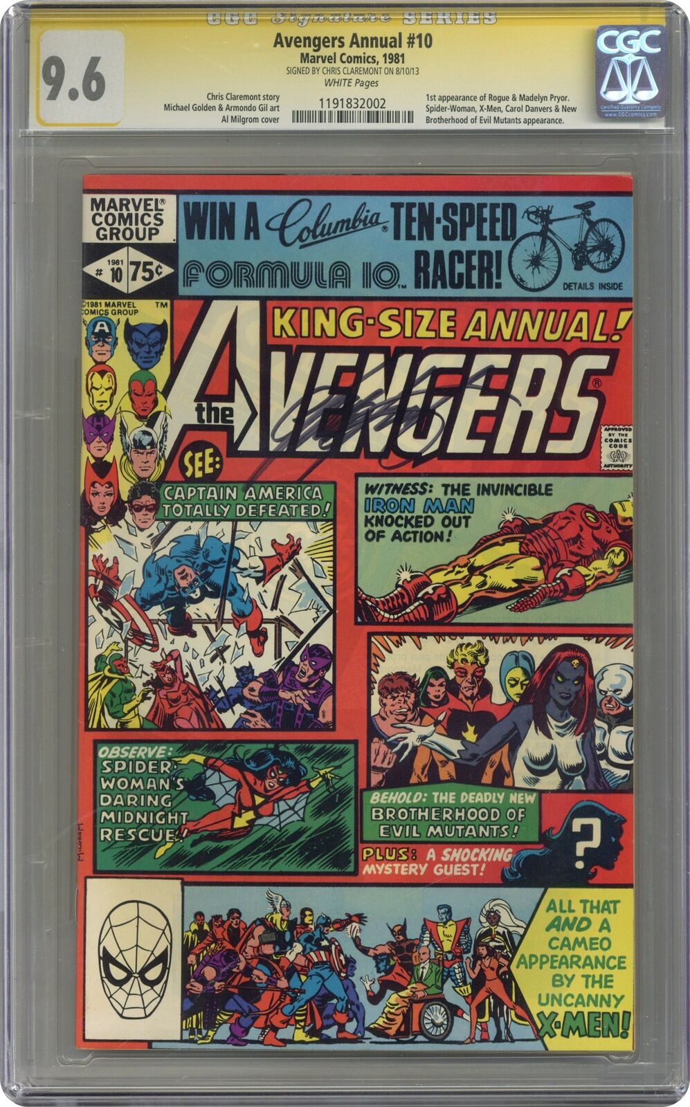 Avengers Annual #10 CGC 9.6 SS Claremont 1981 1191832002 1st app. Rogue