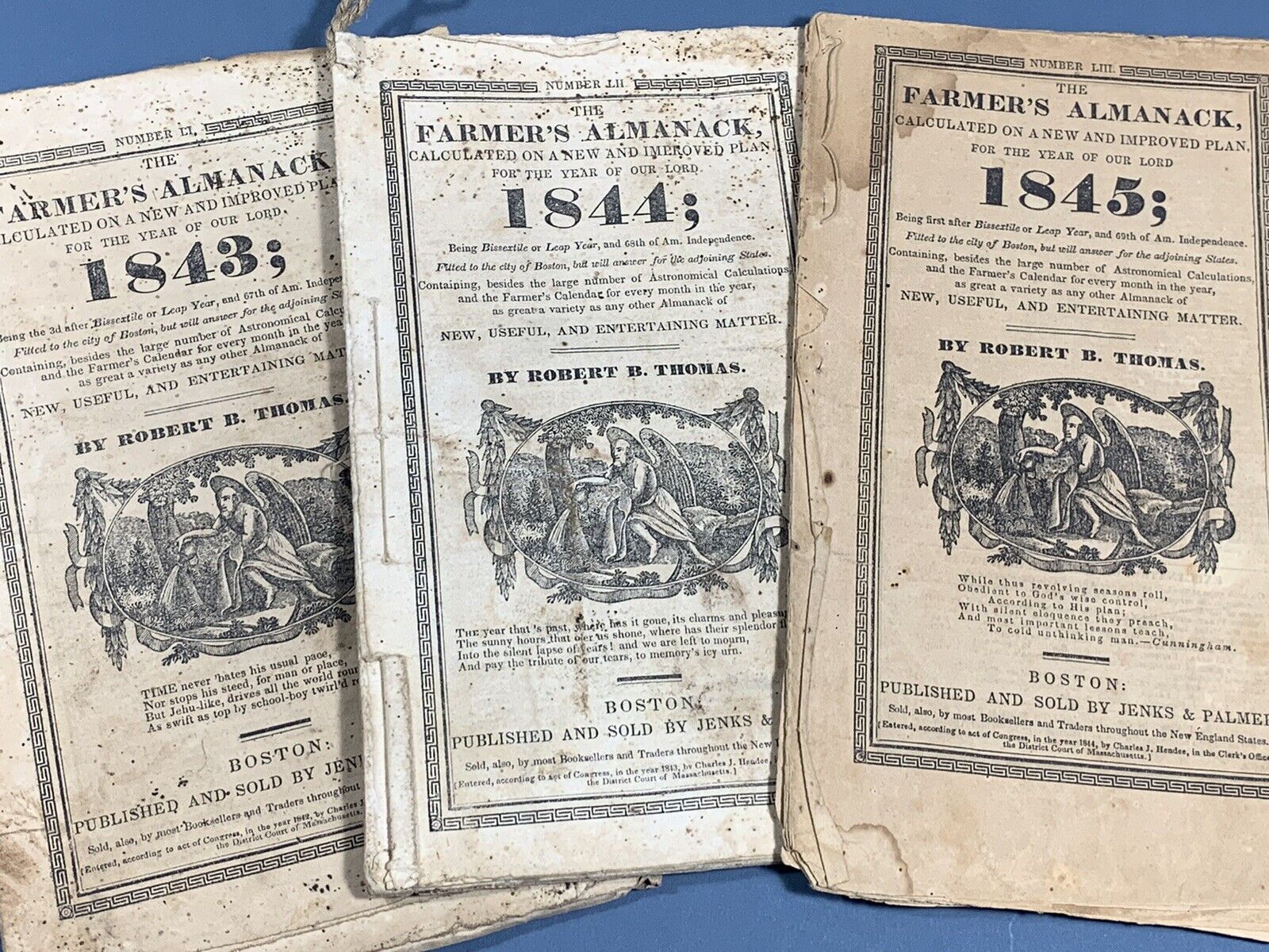 Antique 1840s Farmer\'s Almanac Almanack ~ Robert Thomas Boston ~ SLAVE Census