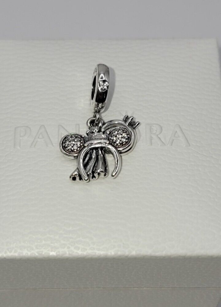 2023 Disney Parks Minnie Mouse Bride Ring & Headband Dangle Pandora Charm