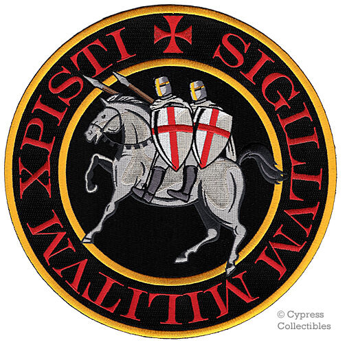 LARGE BLACK KNIGHTS TEMPLAR SEAL PATCH embroidered CRUSADES RELIGIOUS MILITARY