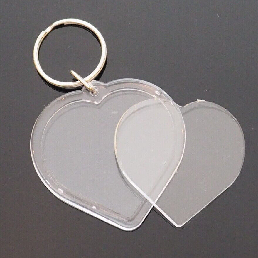 Transparent Blank Acrylic Insert Photo Picture Frame DIY Keychain - Heart Shape