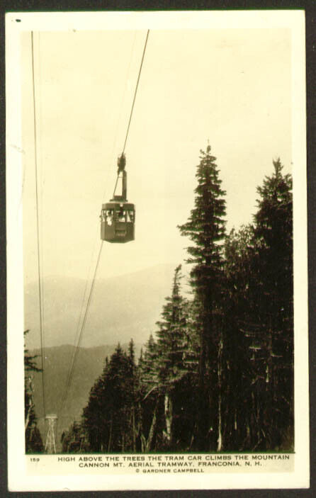 Aerial Tram Cannon Mount Franconia Notch NH RPPC 1930s
