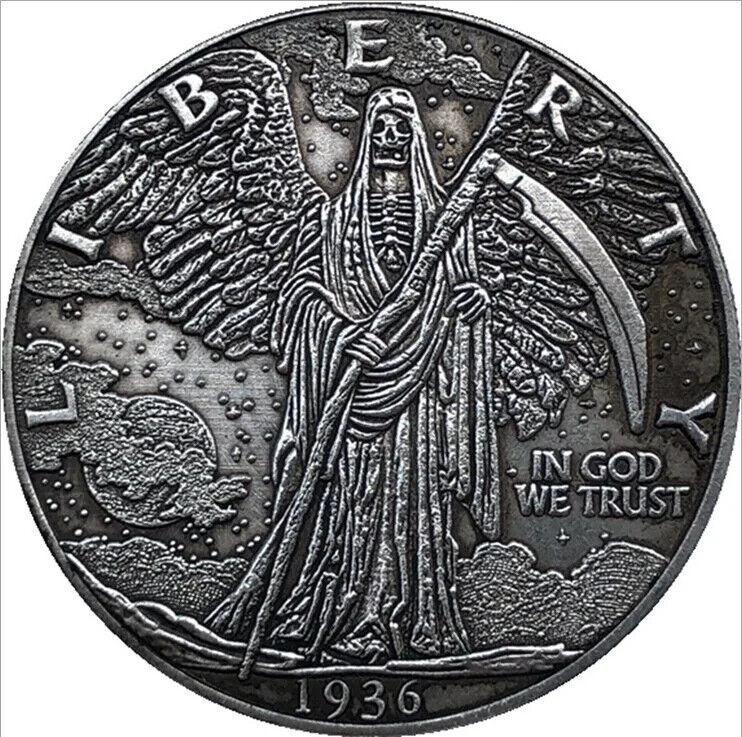 1936 Vintage Grim Reaper Gift Sickle Grim Reaper Souvenir Collection Lucky Coin