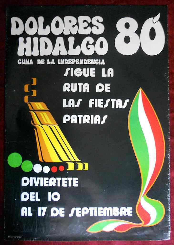 ORIGINAL Poster Mexico Dolores Hidalgo Fiestas Patrias Independence 1980