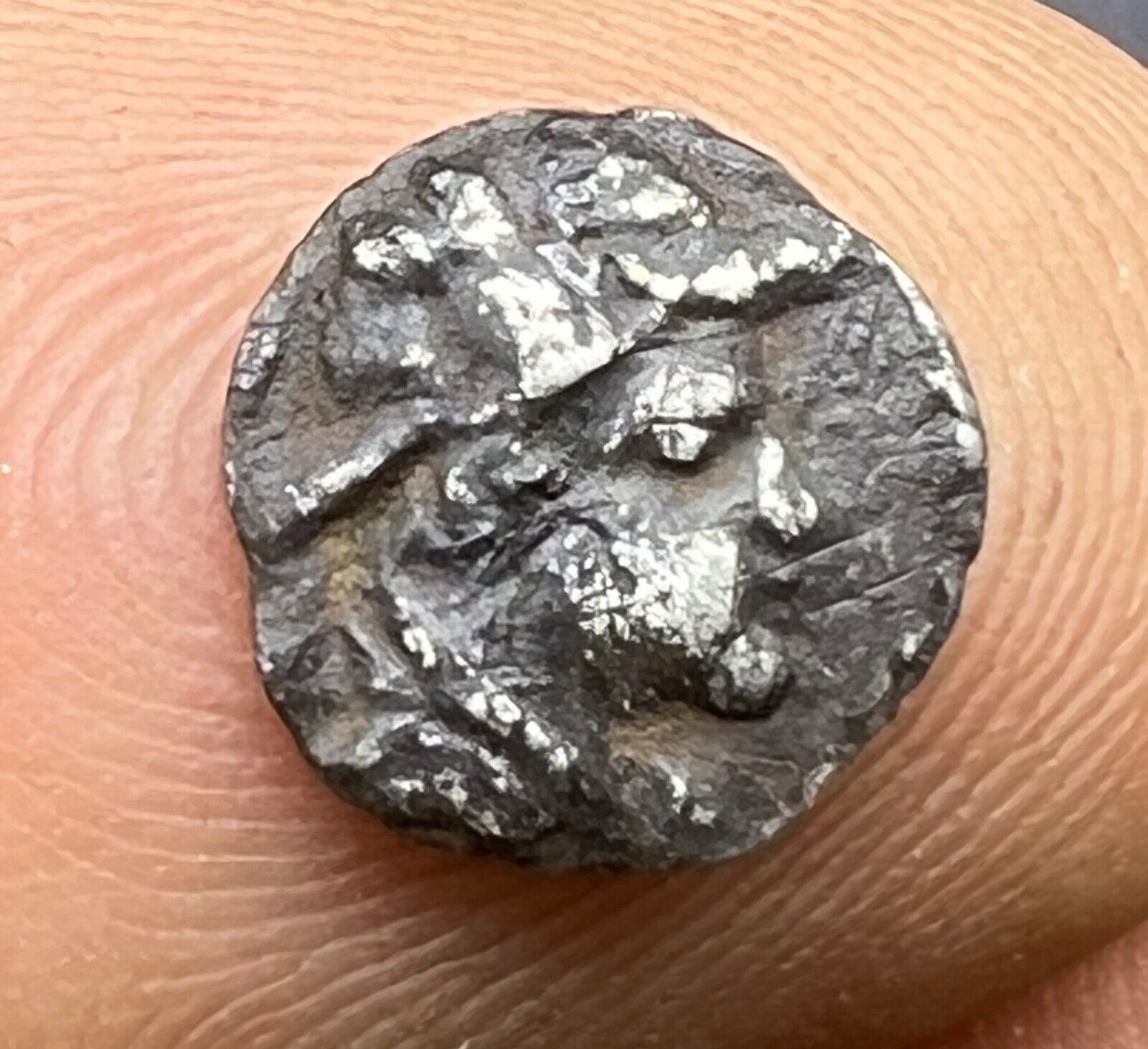 Extremely Amazing Rare Ancient Old Bactrian Greco Very Small Lil Pure Sliver Coi
