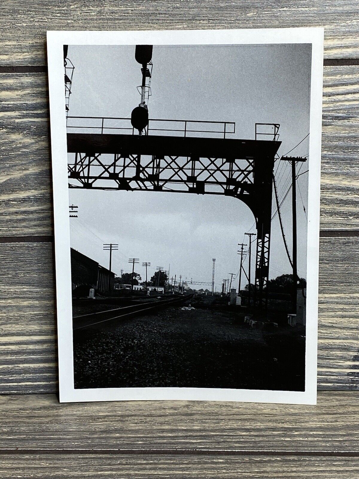 Vintage Black White Photograph Railway Railyard Unknown Town