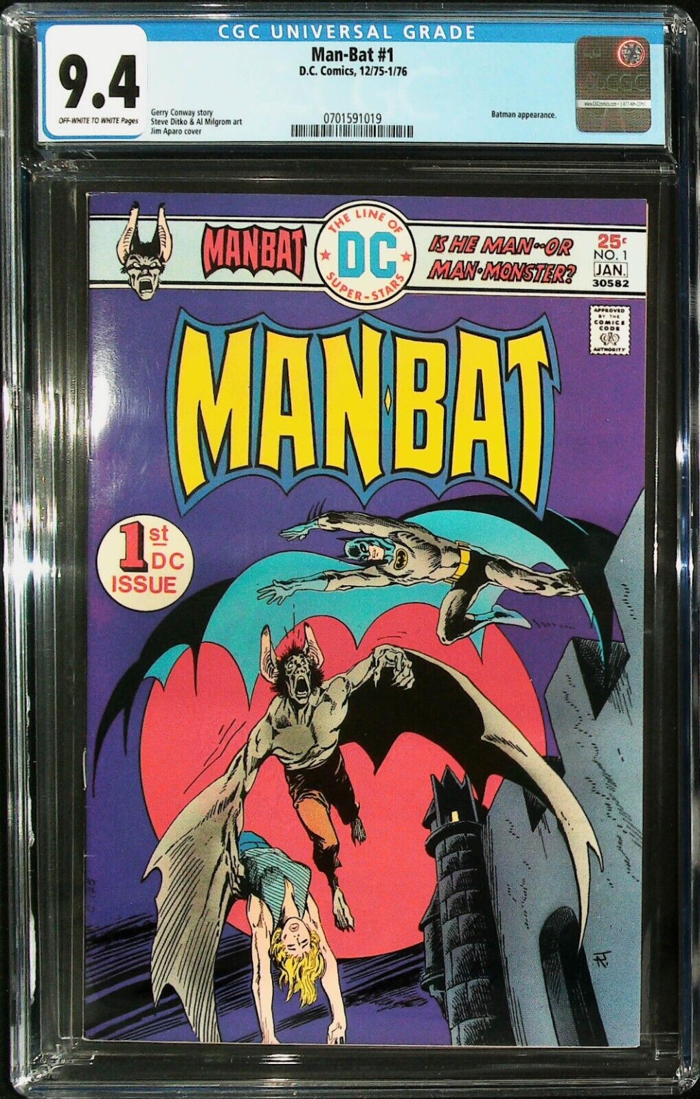 Man-Bat #1 Vol 1 (1975) - Batman Appearance - CGC Grade 9.4