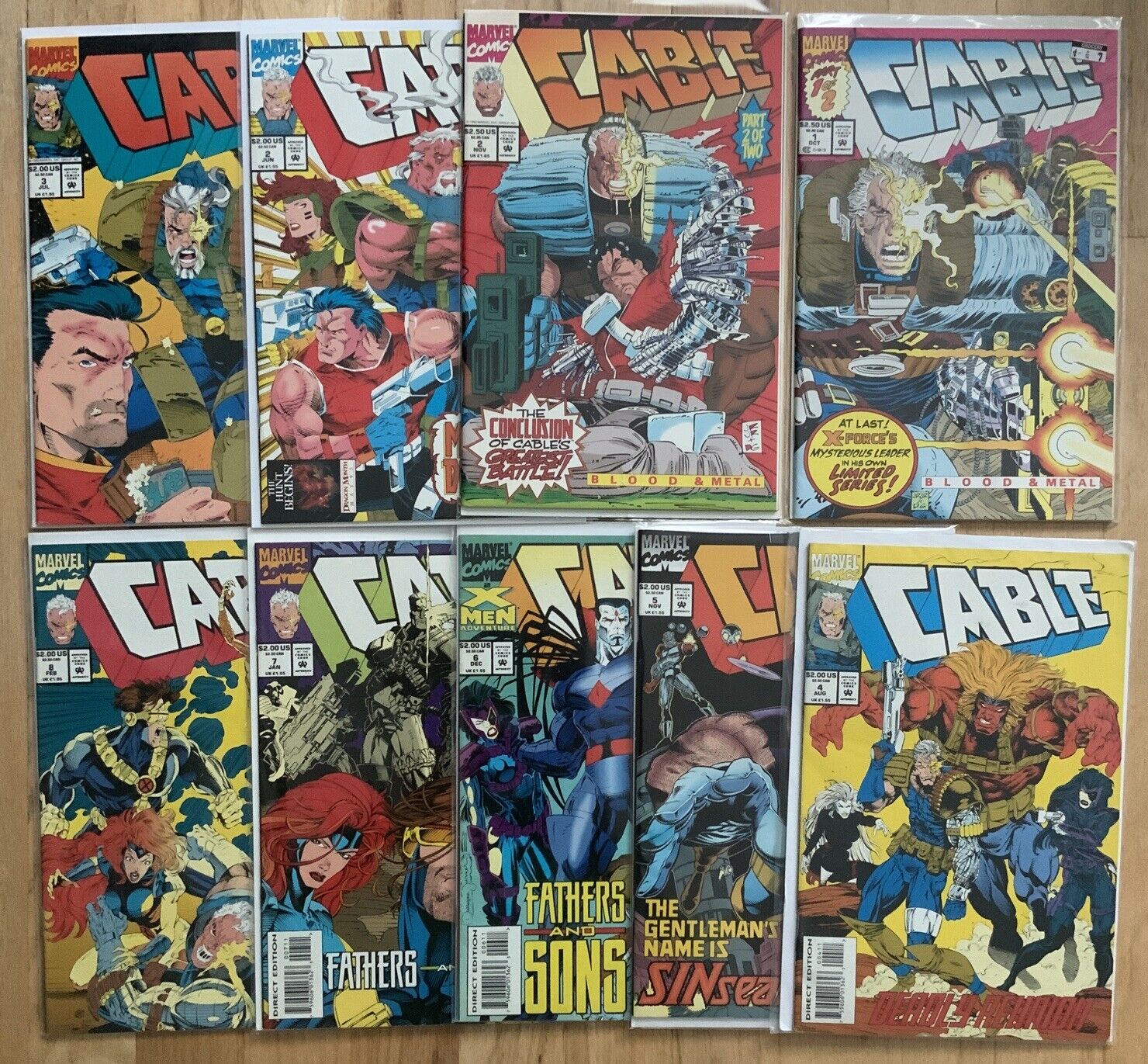 Cable 1992 Lot Of 9 #1-2, #2-#8, FN And Better, Marvel Comics