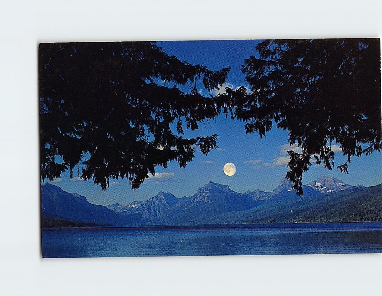 Postcard Moon Over Lake McDonald Glacier National Park Montana USA