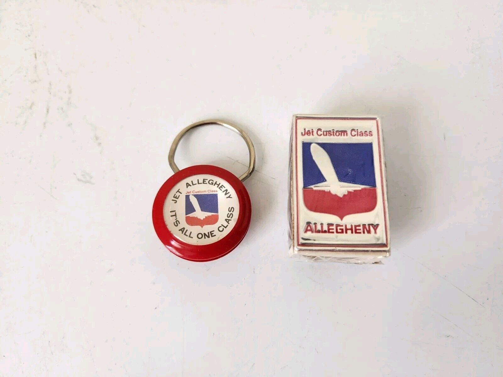 Allegheny Airlines USAIR Defunct Jet Custom Class Matches Snap Keyring Vintage