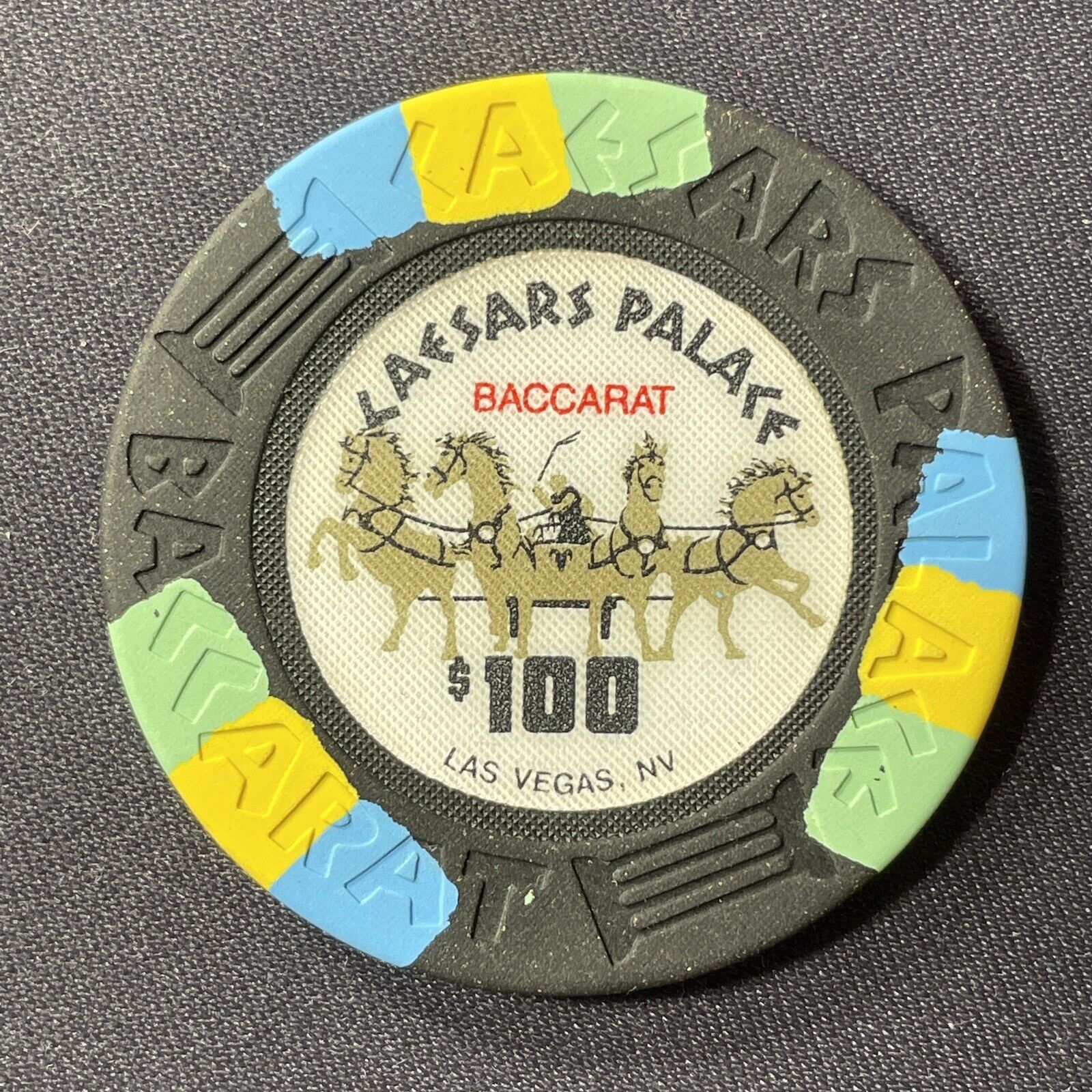 Caesars Palace Las Vegas $100 baccarat casino chip obsolete 43mm oversized HL