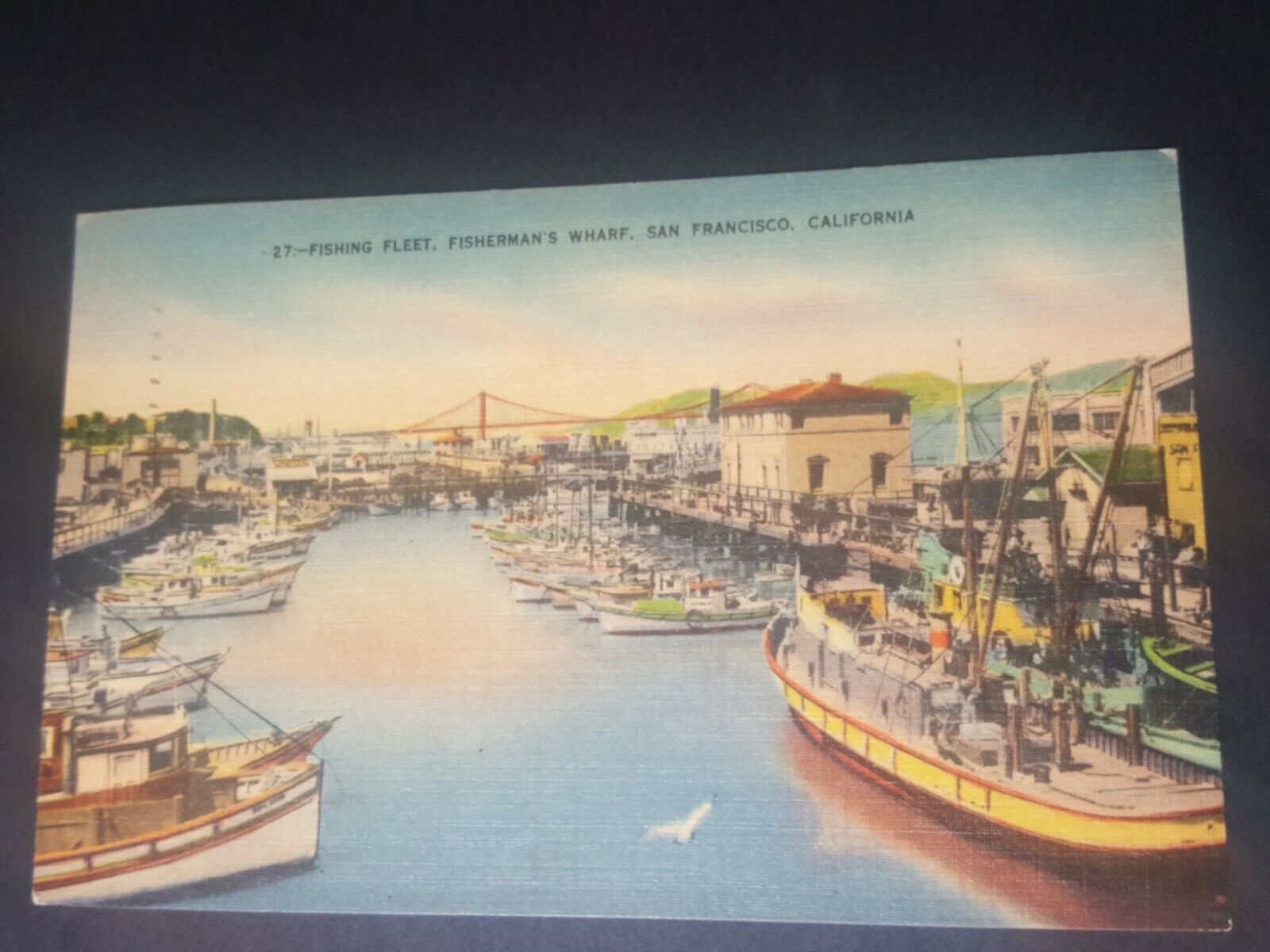 Vintage California postcard San Francisco fishing fleet at fisherman\'s wharf 