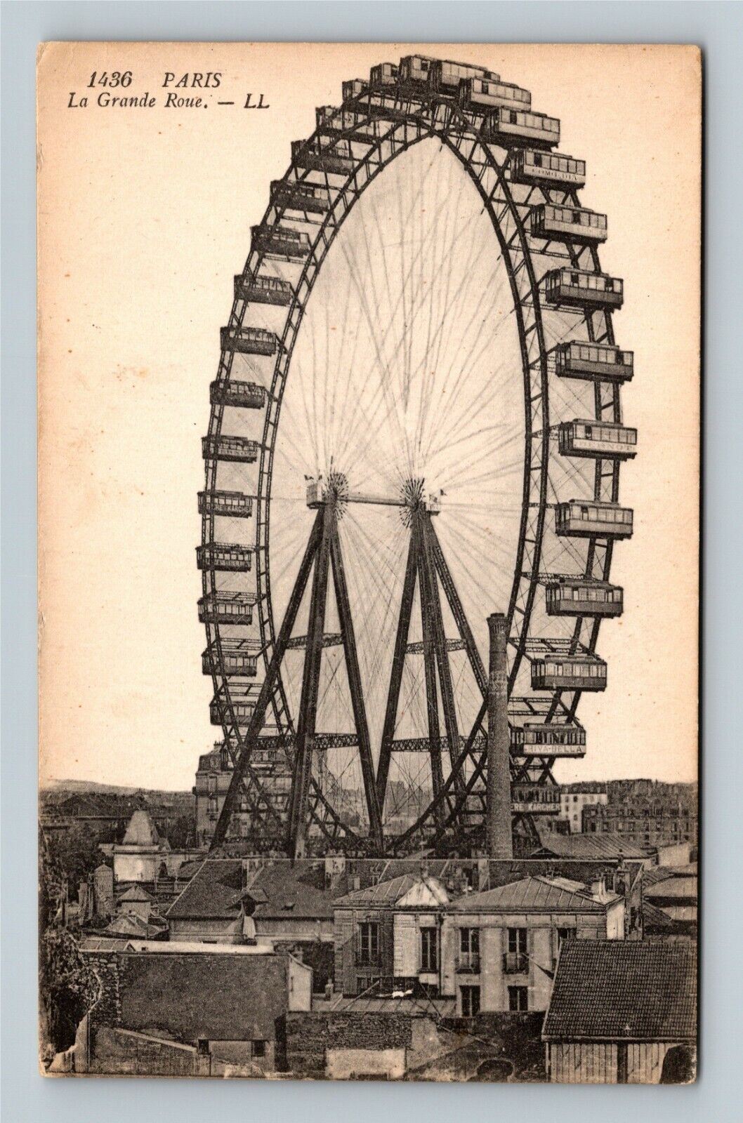 Paris, La Grande Roue Ferris Wheel, France Vintage Postcard