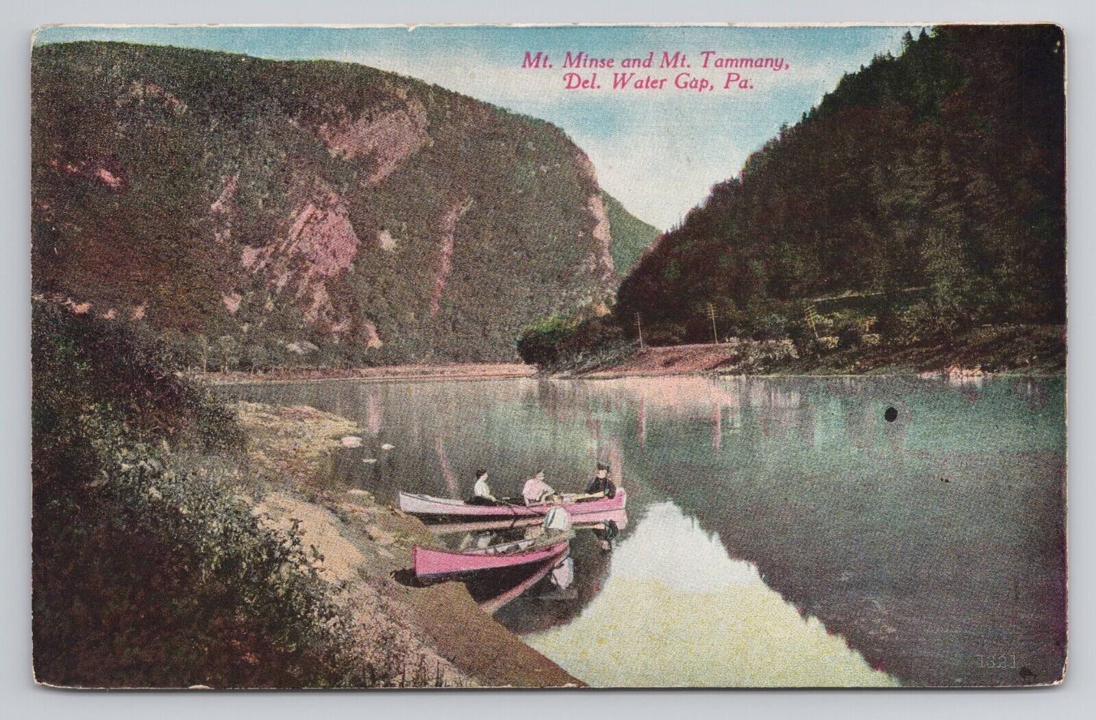 Mt Minse and Mt Tammany Delaware Water Gap Pennsylvania c1910 Antique Postcard