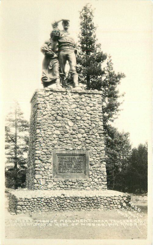 California Truckee Monument 1920s RPPC Photo Postcard roadside 22-4678