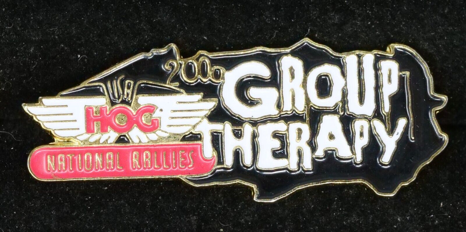 Harley Davidson Owners Group HOG 2000 Group Therapy Pin + Backings