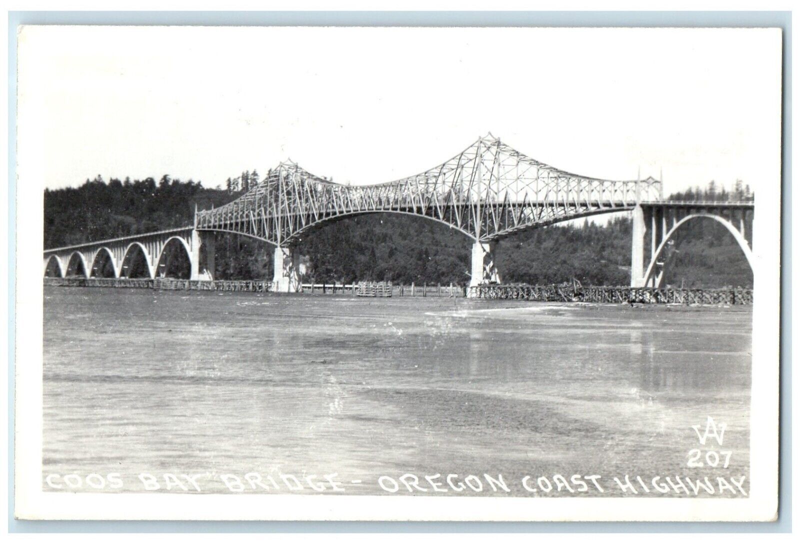 c1940\'s Coos Bay Bridge Oregon Coastway Highway RPPC Photo Vintage Postcard