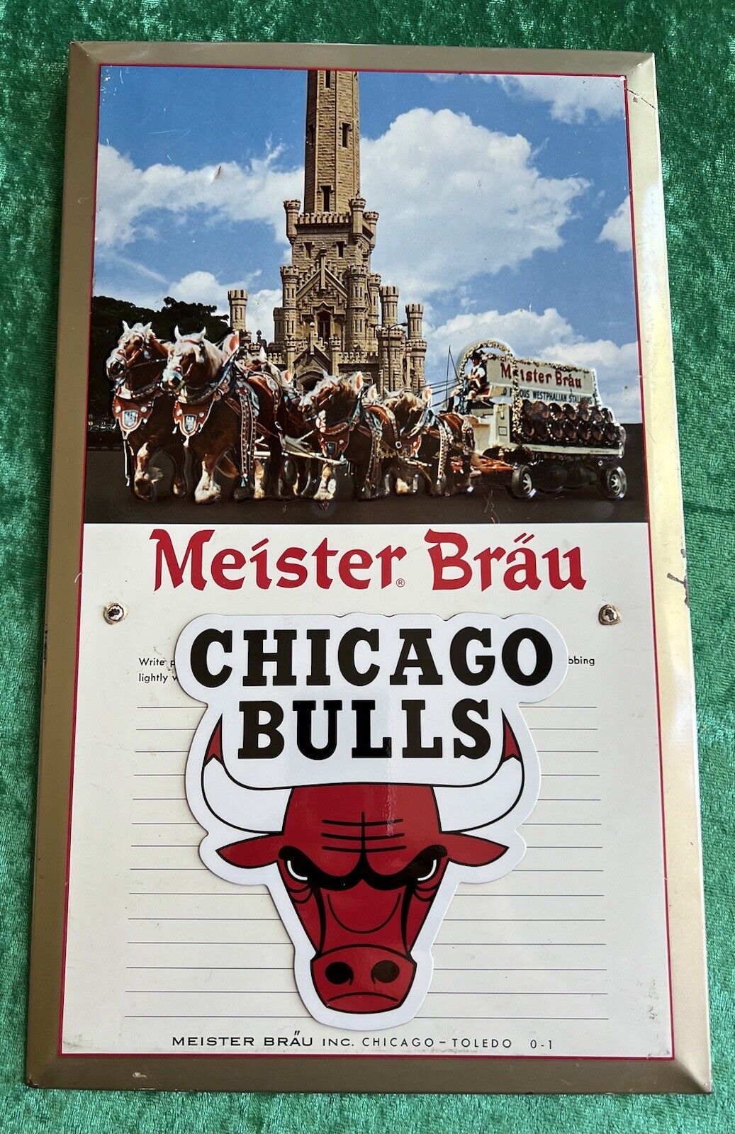 Rare 1960’s Vintage MEISTER BRAU Beer Sign & Removable Chicago Bulls Magnet