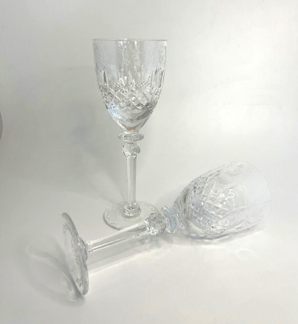 Set of 2 Rogaska Crystal Gallia Water Goblets Etched