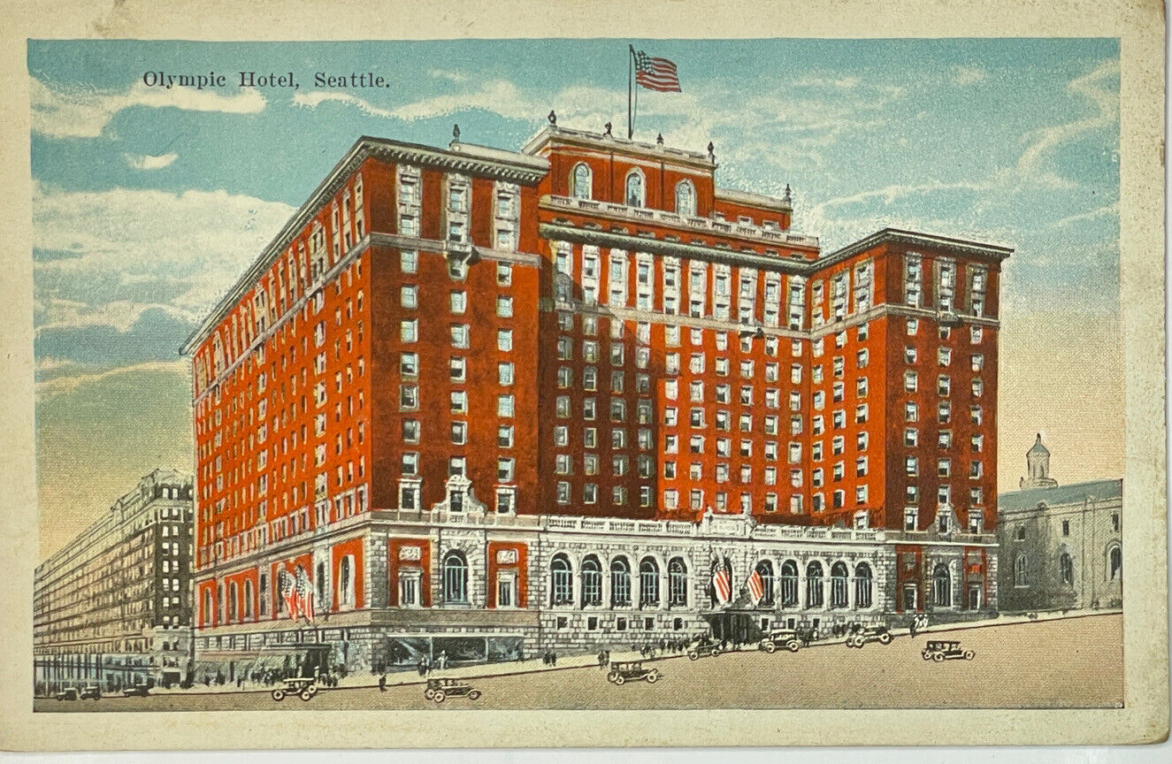 Seattle, Washington Postcard OLYMPIC HOTEL Street Scene c1930s Unused S.H. Kress