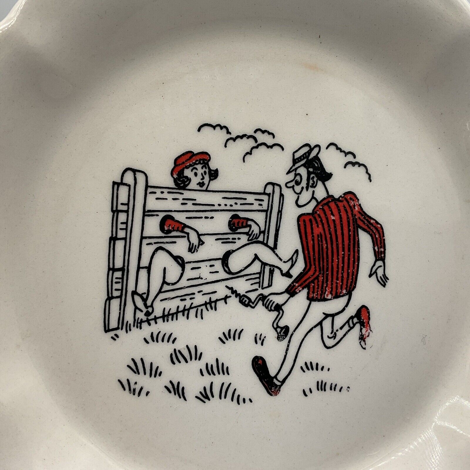 Vintage Mid Century MCM Naughty Humorous Risque Ashtray 6” Plate (2)