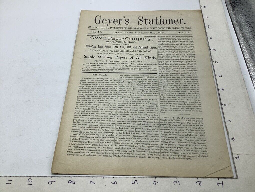 orig GEYER\'S STATIONER feb 21, 1878 #21; 20pgs - PENS & improved copying press