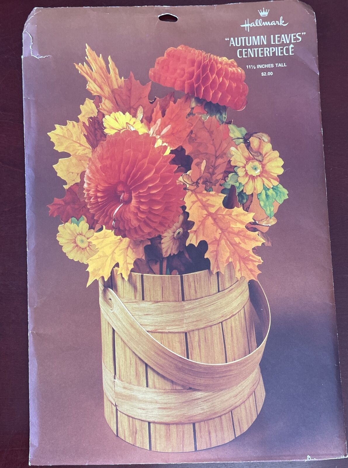 Hallmark Thanksgiving Honeycomb Centerpiece Autumn Leaves Paper New VNTG 11.5”