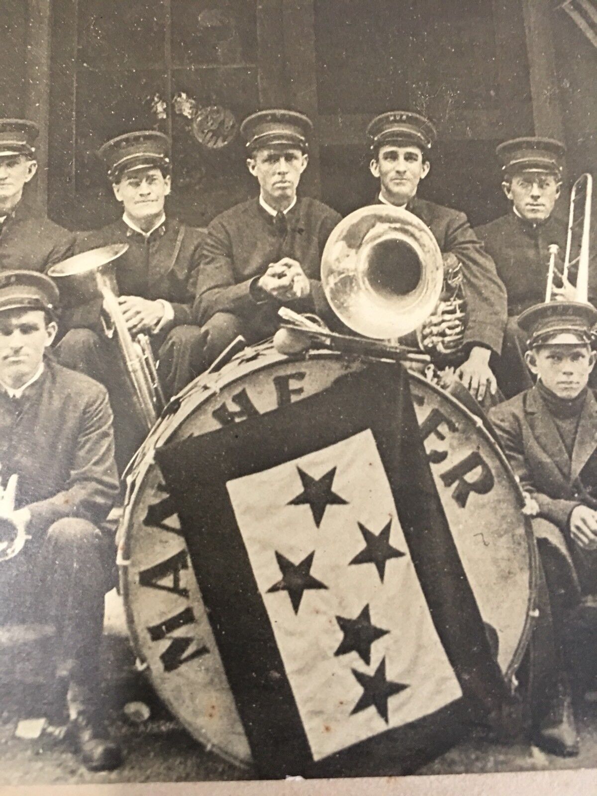 Great Antique Photo of A Marching Band  Manchester Vermont Early 20thc 