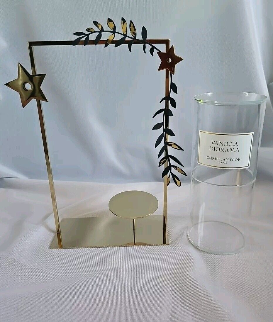 Christian Dior Exhibition Stand And Vanilla Diorama Glass Case Set, Gold Stars