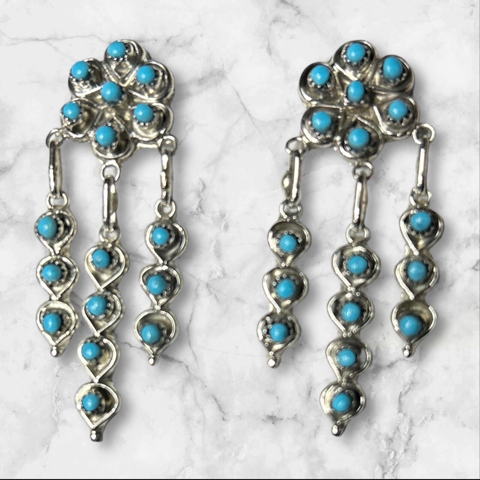 Zuni Fetish Turquoise cluster earings  by Wayne Johnson
