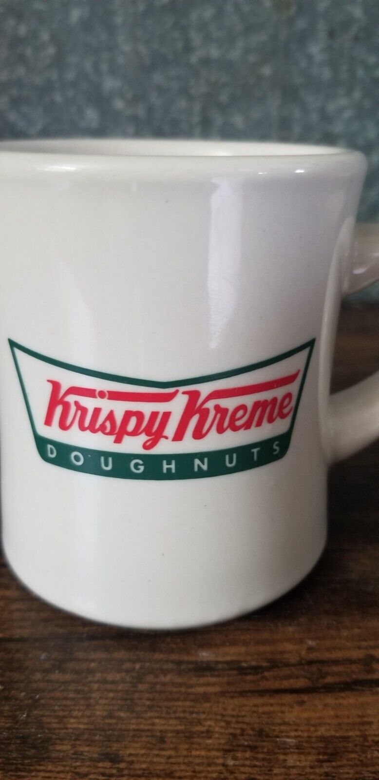 Krispy Kreme Doughnuts Coffee Mug Heavy Vintage 8oz White with Red/Green Logo