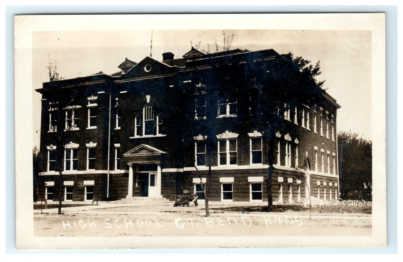 1904-1918 Great Bend Kansas KS High School Exterior RPPC Real Photo
