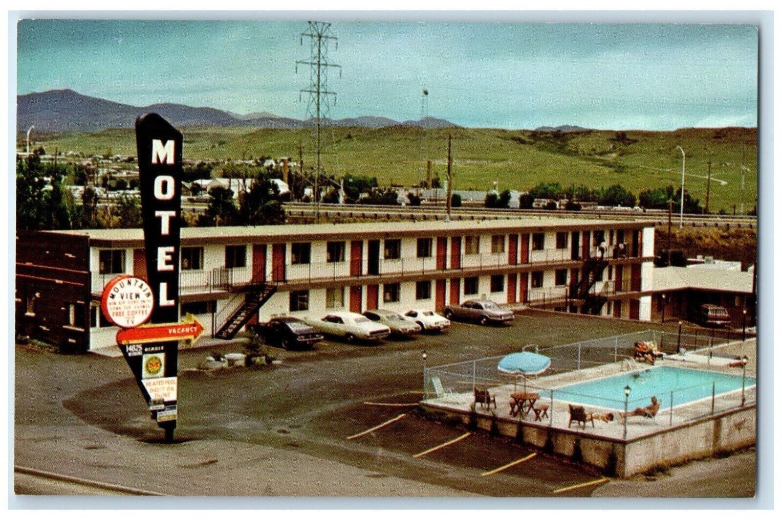 c1950\'s Mountain View Motel Cars Swimming Pool Golden Colorado CO Postcard