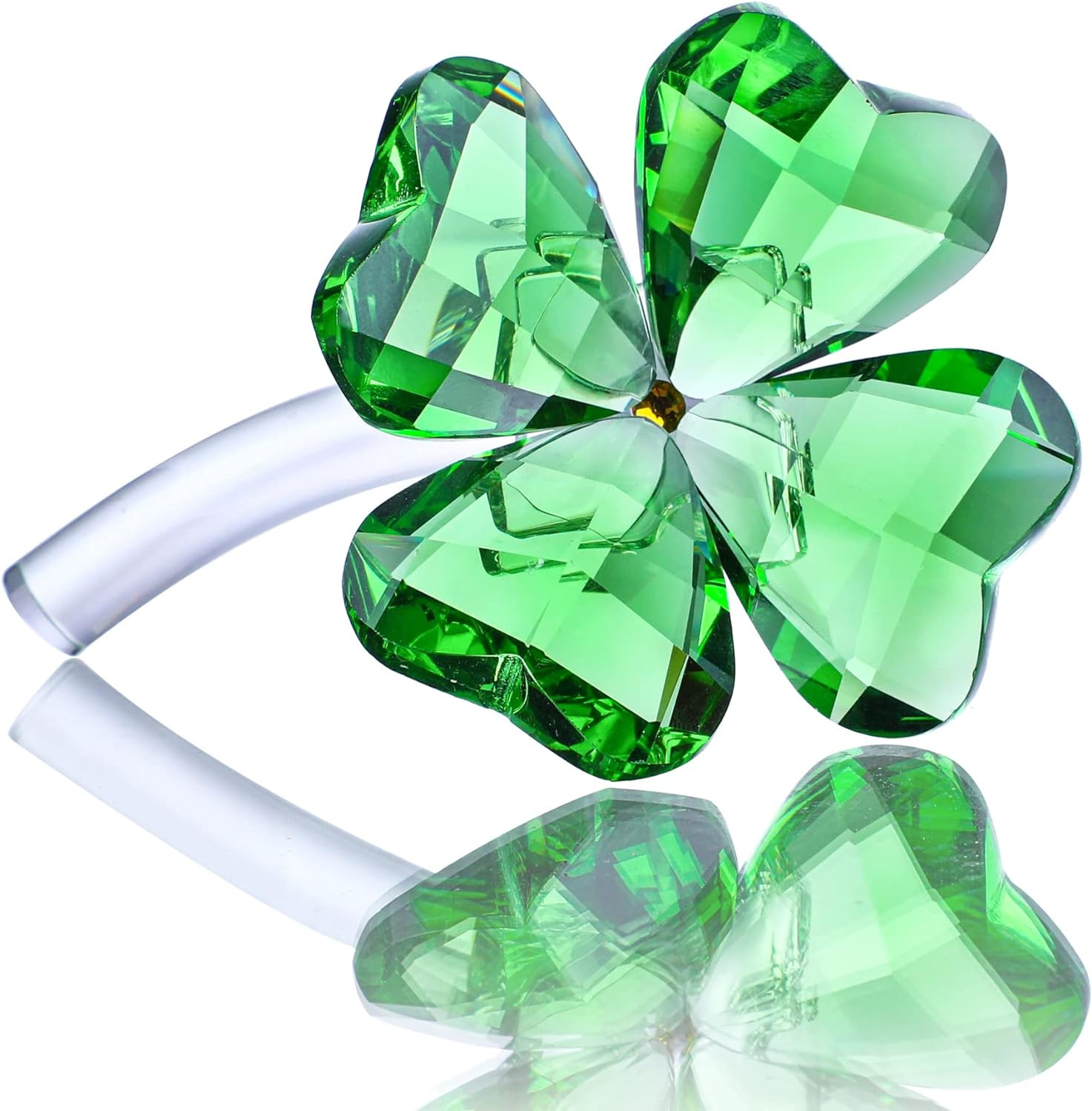 4Inch Crystal Flower Dreams Four-Leaf Clover Figurine Collectibles Green Crystal