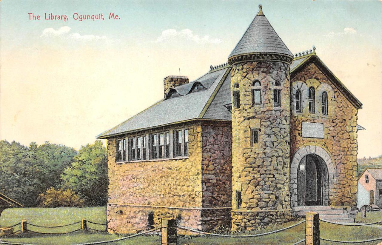 The Library, Ogunquit, Maine York County c1910s Antique GW Morris Rare Postcard