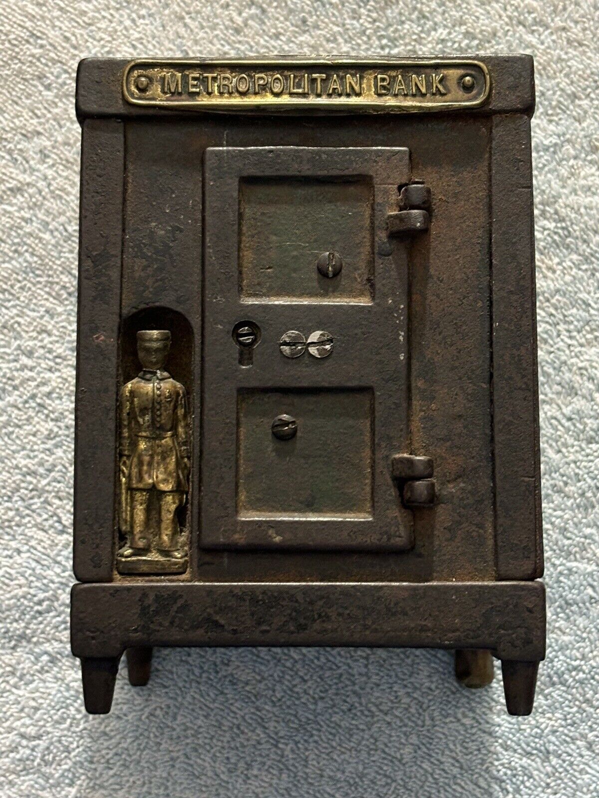 Cast Iron Metropolitan Bank Safe Antique With Guard And Door
