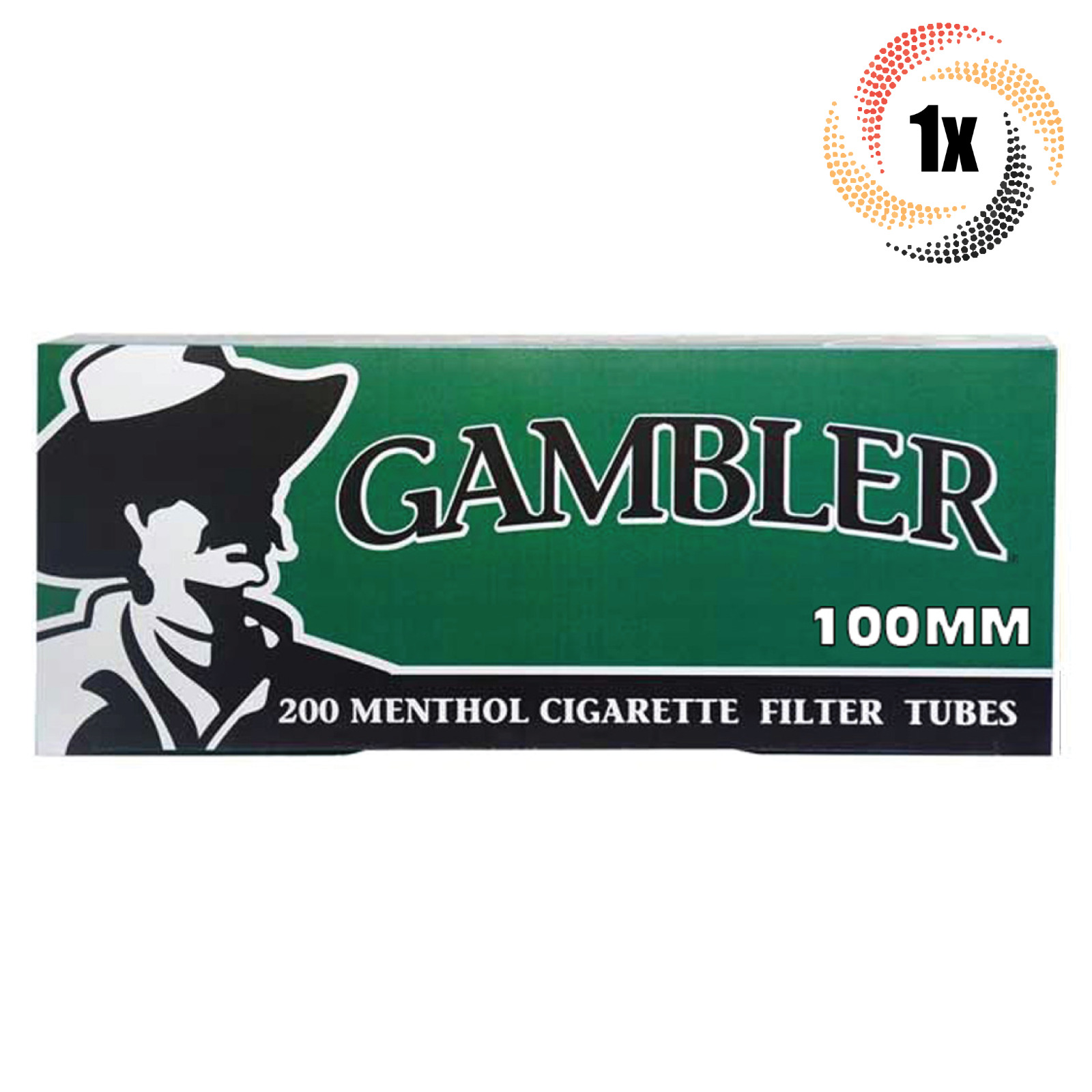 1x Box Gambler Green Menthol 100MM 100's ( 200 Tubes ) Cigarette Tobacco RYO