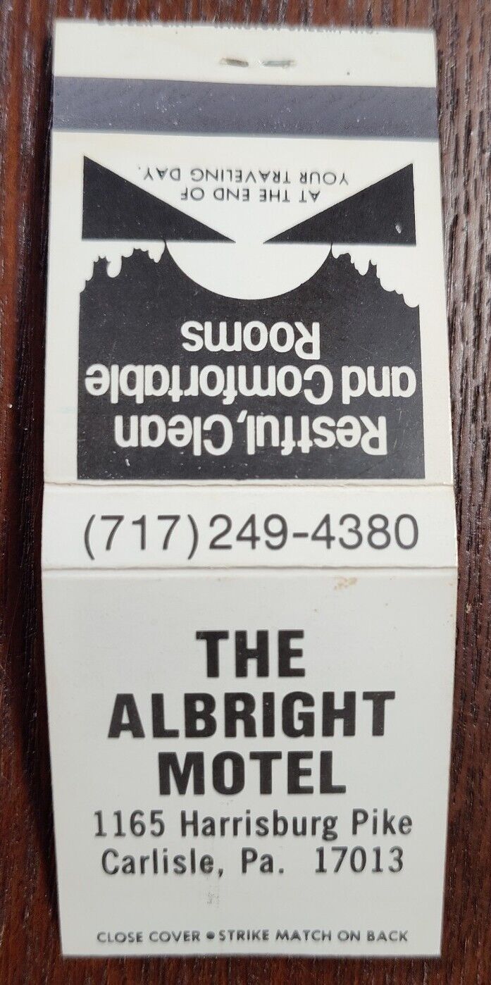 The Albright Motel Harrisburg Pike Carlisle PA Matchbook Cover Full 20 Matches