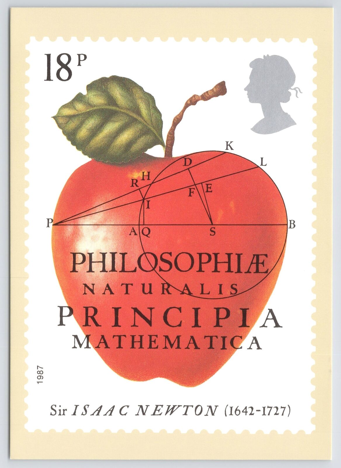 Isaac Newton~Natural Philosophy~Apple~Sarah Godwin Stamp Design~Continental Pc