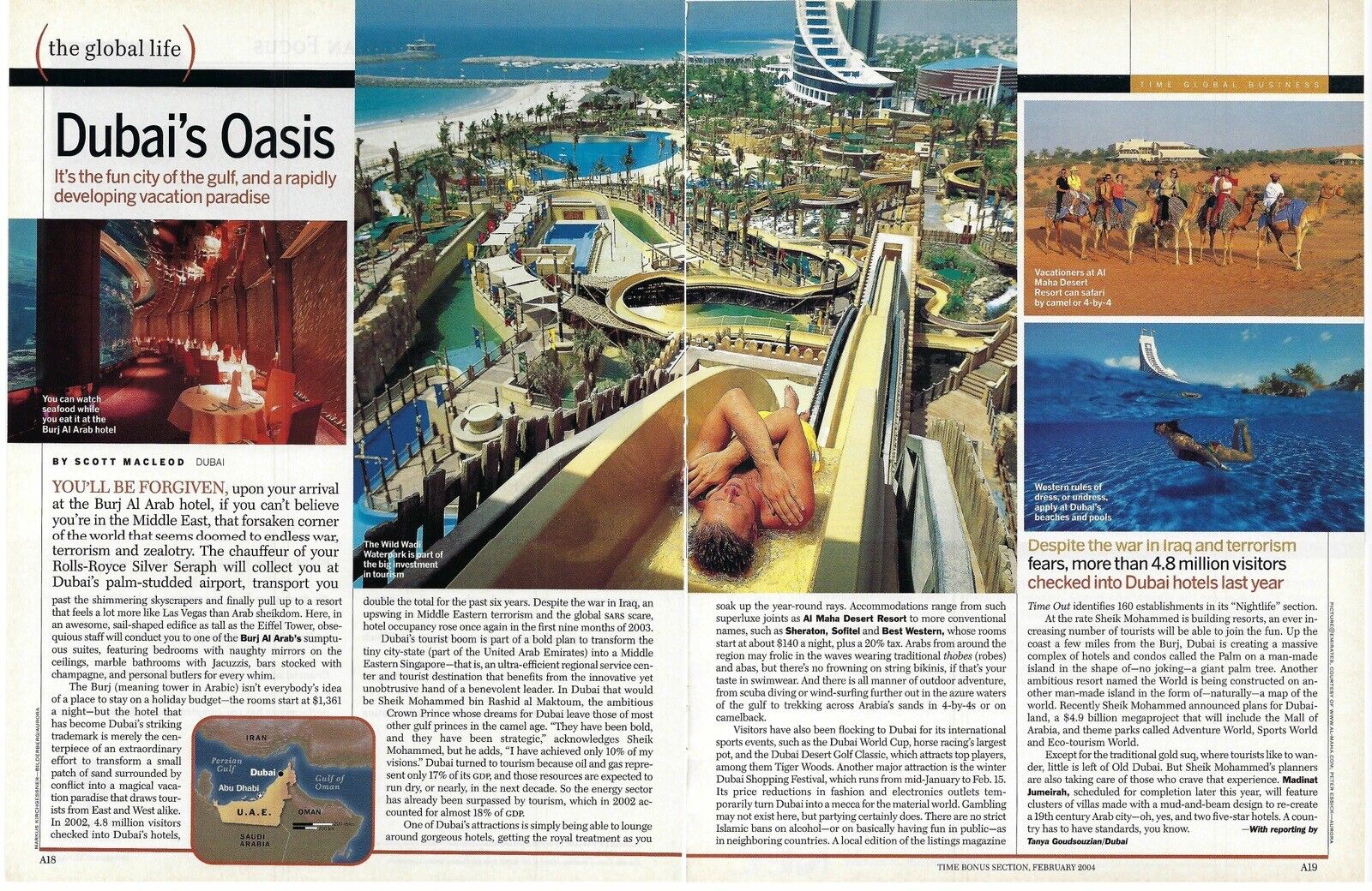 2004 Time Dubai’s Oasis Vacation Island Retro Magazine Print Ad/Poster/Article